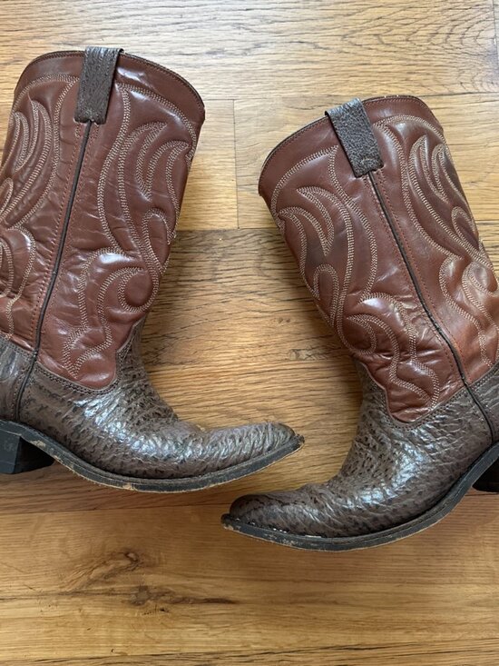 Vintage 70’s Double H Genuine Exotic Shark Skin Western Cowboy Boots 9 D main image 8